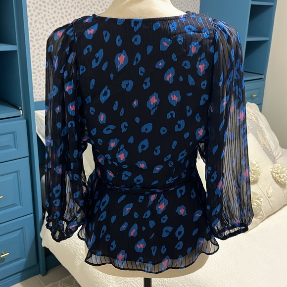 Sugarlips neon carnival leopard chiffon wrap blouse - Picture 7 of 8